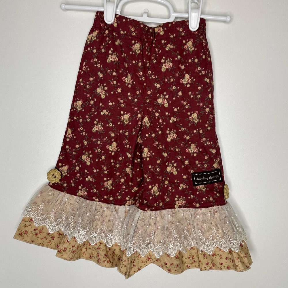 dizzy lizzy design floral girl flare pants small